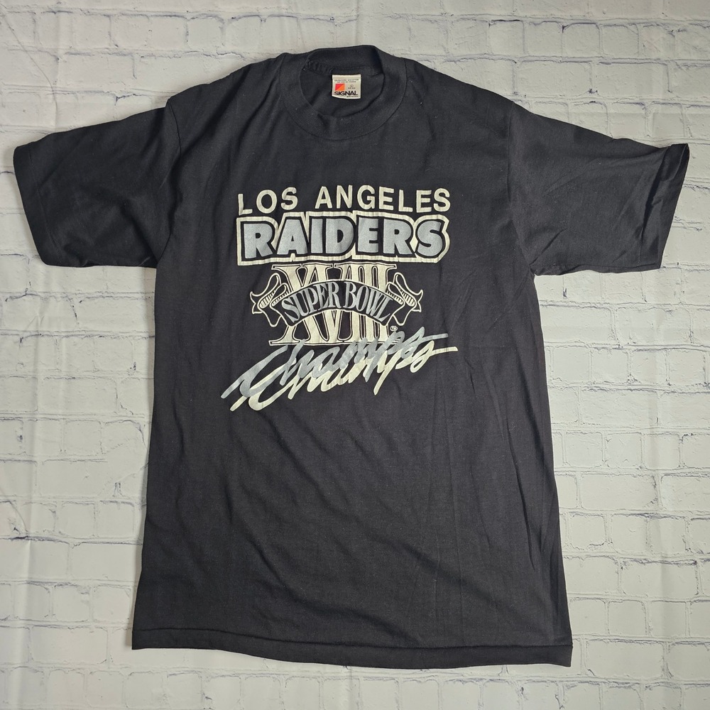 Vintage Los Angeles Raiders Super Bowl XVIII Champions Shirt Signal Black Large